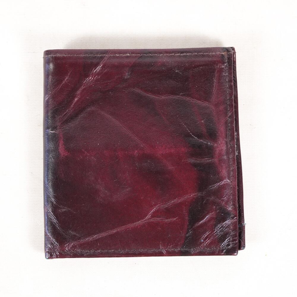Heritage Cowhide Red Leather Wallet Credit Card Holder Maroon Burgundy